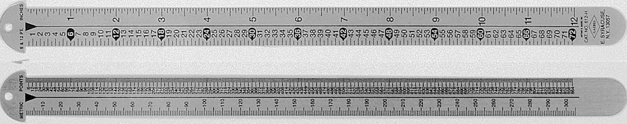(image for) Gabel 612H-12" 2 Rulers Points/Inches/Metric